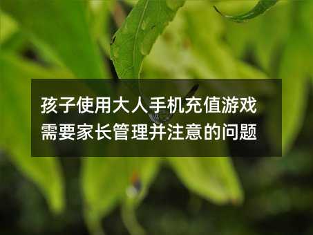 孩子使用大人手機充值游戲需要家長管理并注意的問題