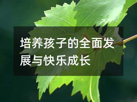 培養孩子的全面發展與快樂成長