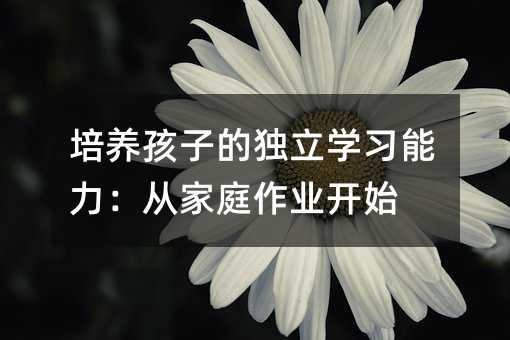 培養孩子的獨立學習能力:從家庭作業開始