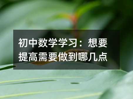 初中數學學習:想要提高需要做到哪幾點