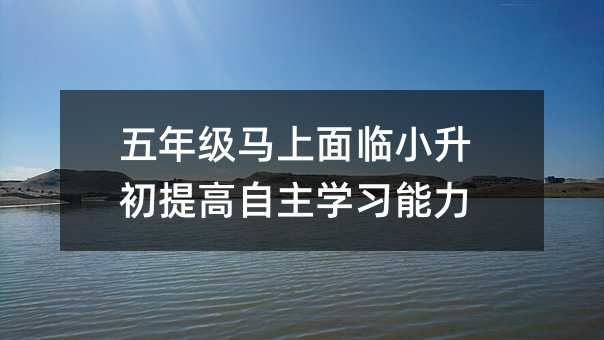 五年級馬上面臨小升初提高自主學習能力