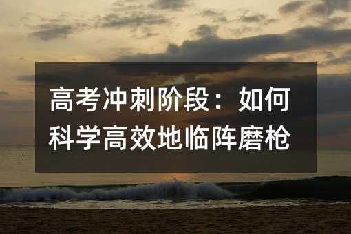 高考沖刺階段:如何科學高效地臨陣磨槍