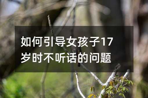 如何引導女孩子17歲時不聽話的問題
