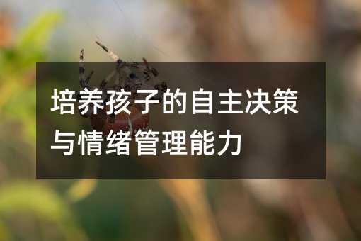 培養孩子的自主決策與情緒管理能力