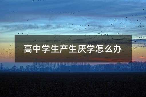 高中學生產生厭學怎么辦