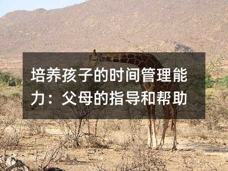 培養孩子的時間管理能力:父母的指導和幫助