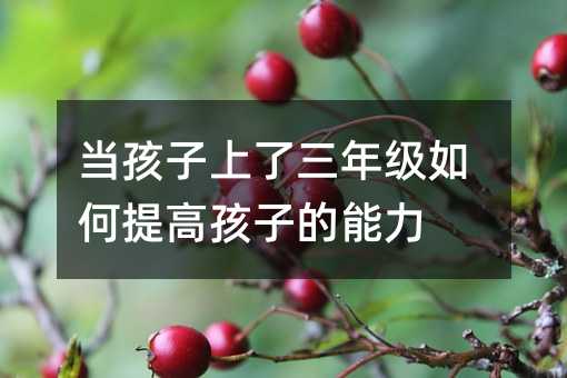 當孩子上了三年級如何提高孩子的能力