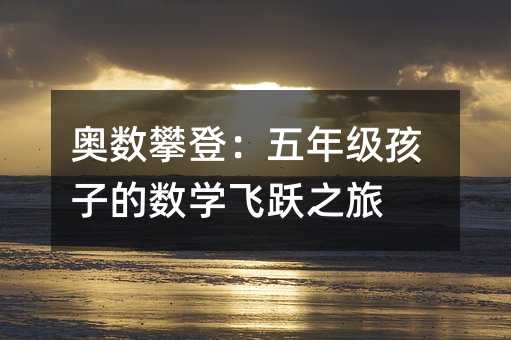 奧數(shù)攀登:五年級(jí)孩子的數(shù)學(xué)飛躍之旅