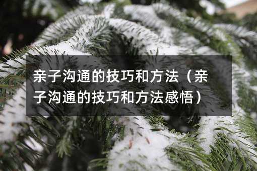親子溝通的技巧和方法(親子溝通的技巧和方法感悟)