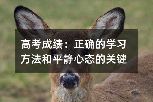 高考成績:正確的學習方法和平靜心態的關鍵