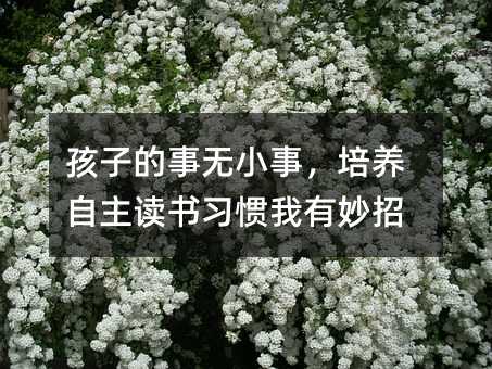 孩子的事無小事,培養(yǎng)自主讀書習慣我有妙招