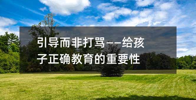 引導而非打罵——給孩子正確教育的重要性