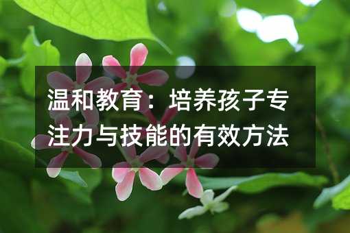 溫和教育:培養孩子專注力與技能的有效方法