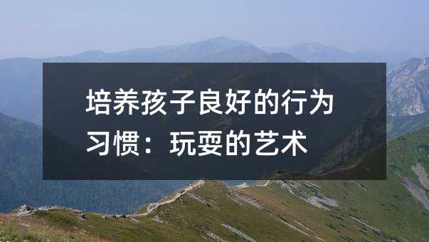 培養(yǎng)孩子良好的行為習(xí)慣:玩耍的藝術(shù)