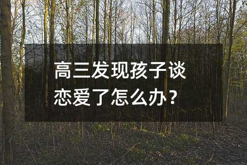 高三發現孩子談戀愛了怎么辦?