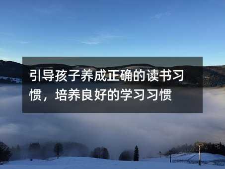 引導孩子養成正確的讀書習慣,培養良好的學習習慣
