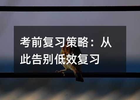 考前復(fù)習(xí)策略:從此告別低效復(fù)習(xí)