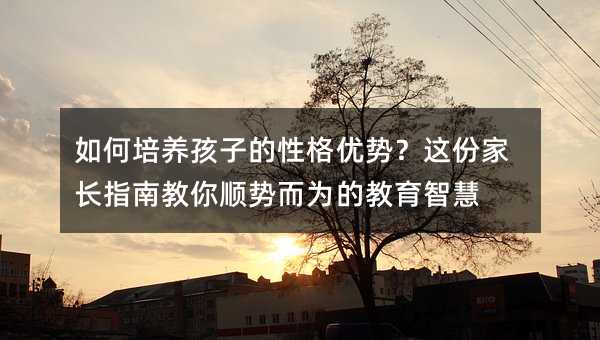 如何培養(yǎng)孩子的性格優(yōu)勢(shì)?這份家長(zhǎng)指南教你順勢(shì)而為的教育智慧