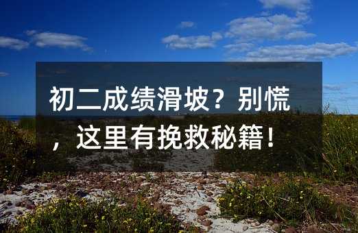 初二成績滑坡?別慌,這里有挽救秘籍!