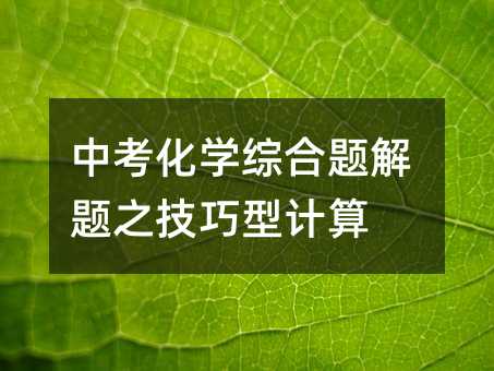 中考化學綜合題解題之技巧型計算