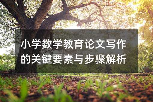 小學數學教育論文寫作的關鍵要素與步驟解析