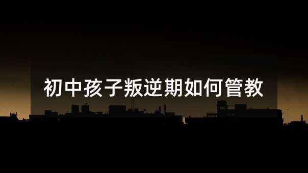 初中孩子叛逆期如何管教