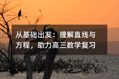從基礎出發:理解直線與方程,助力高三數學復習