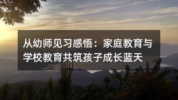 從幼師見習感悟:家庭教育與學校教育共筑孩子成長藍天