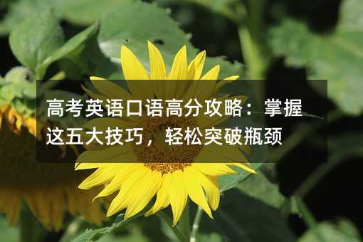 高考英語口語高分攻略:掌握這五大技巧,輕松突破瓶頸