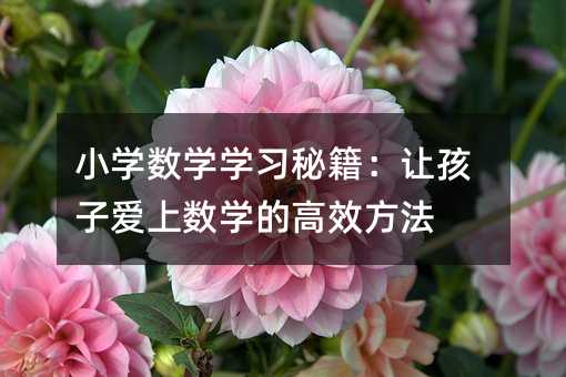 小學數學學習秘籍:讓孩子愛上數學的高效方法