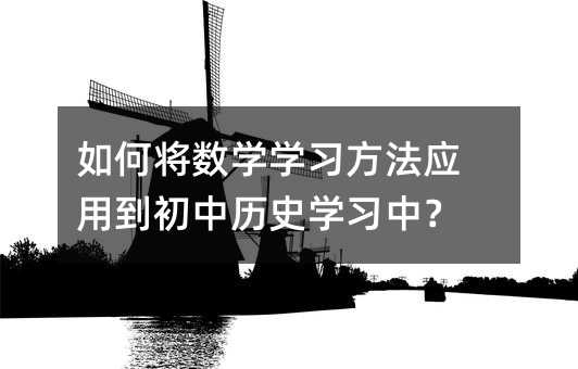 如何將數學學習方法應用到初中歷史學習中?