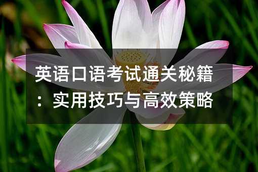 英語口語考試通關(guān)秘籍:實(shí)用技巧與高效策略