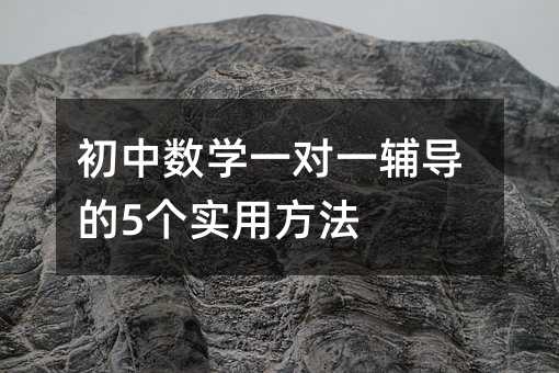 初中數學一對一輔導的5個實用方法