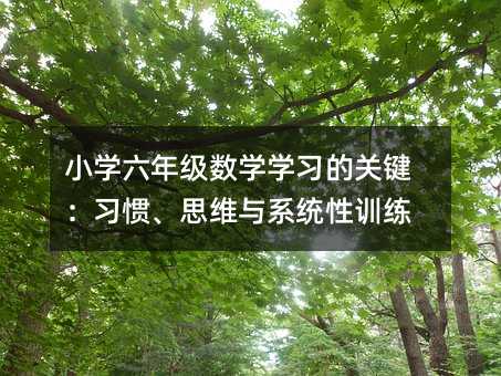 小學六年級數學學習的關鍵:習慣、思維與系統性訓練