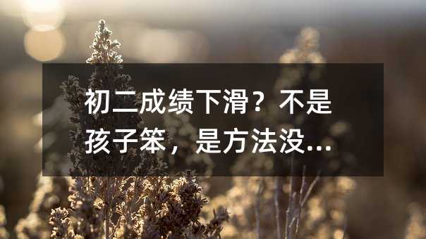 初二成績下滑?不是孩子笨,是方法沒跟上