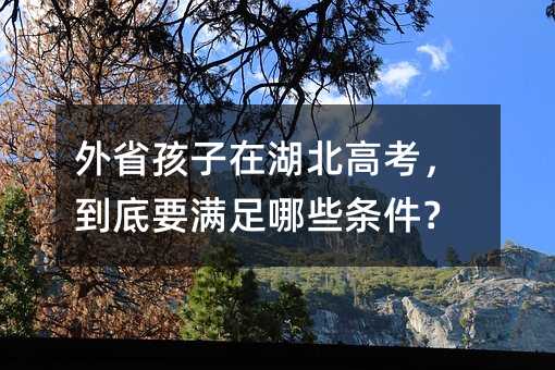外省孩子在湖北高考,到底要滿足哪些條件?