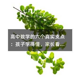 高中數學的六個真實支點:孩子學得懂,家長看得清