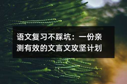 語文復習不踩坑:一份親測有效的文言文攻堅計劃
