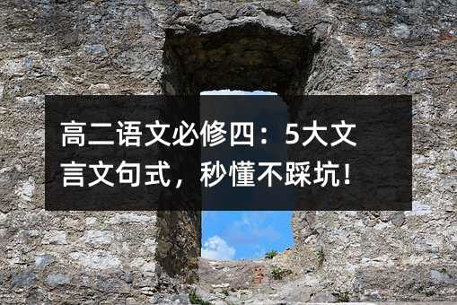 高二語文必修四:5大文言文句式,秒懂不踩坑!