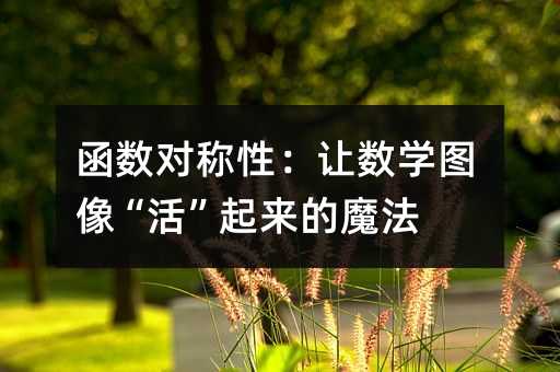 函數(shù)對(duì)稱性:讓數(shù)學(xué)圖像“活”起來(lái)的魔法