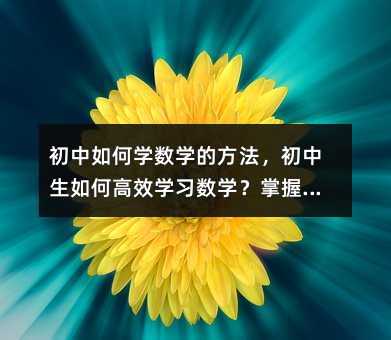 初中如何學數學的方法,初中生如何高效學習數學?掌握這些方法提升成績!