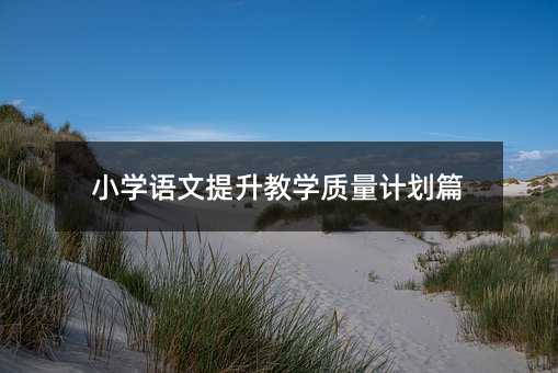 小學語文提升教學質量計劃篇